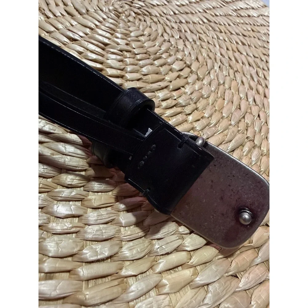 COACH Black Leather Belt Silver Logo Buckle Unisex 38 / 95 cm